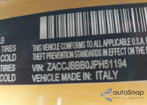 2018 Jeep Renegade Altitude 4X4 z USA, uszkodzony, nr VIN ZACCJBBB0JPH51194